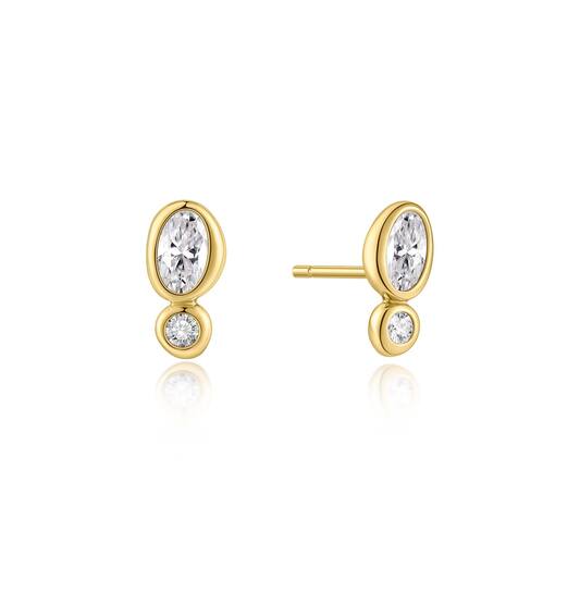  Wanderer - Oorstekers - Zilver / 14kt GP - Zirkonia